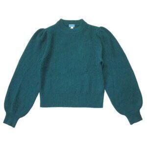 J Crew 100% Cashmere puff-sleeve mockneck sweater